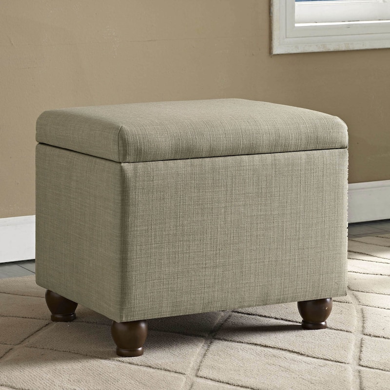 Porch & Den Hillhurst Medium Tan Linen Storage Ottoman