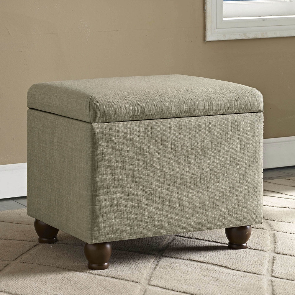 Porch & Den Hillhurst Medium Tan Linen Storage Ottoman