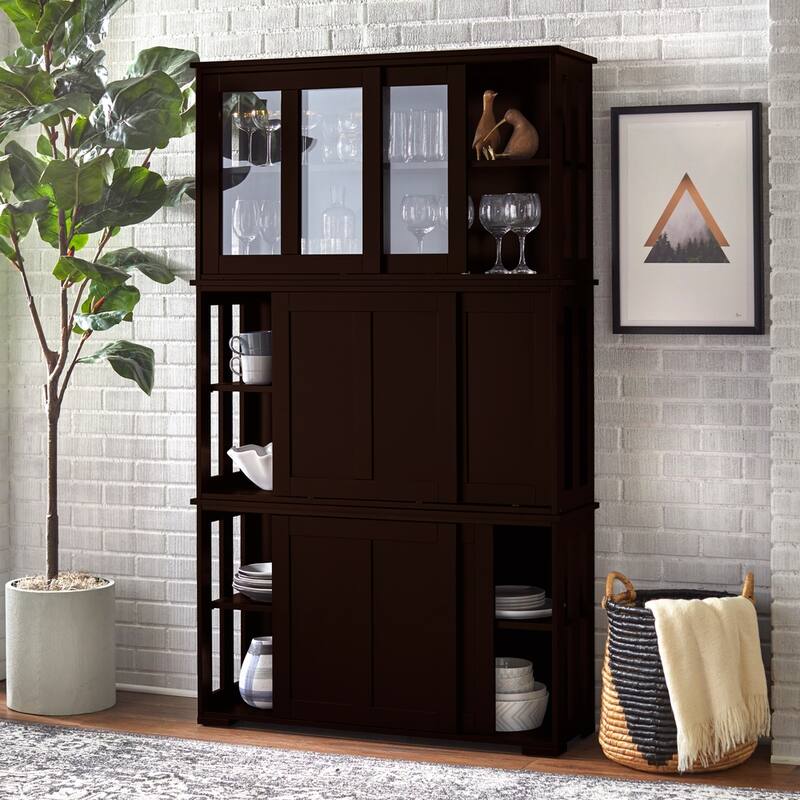 Porch & Den Jefferson Sliding Glass Door Stackable China Cabinet