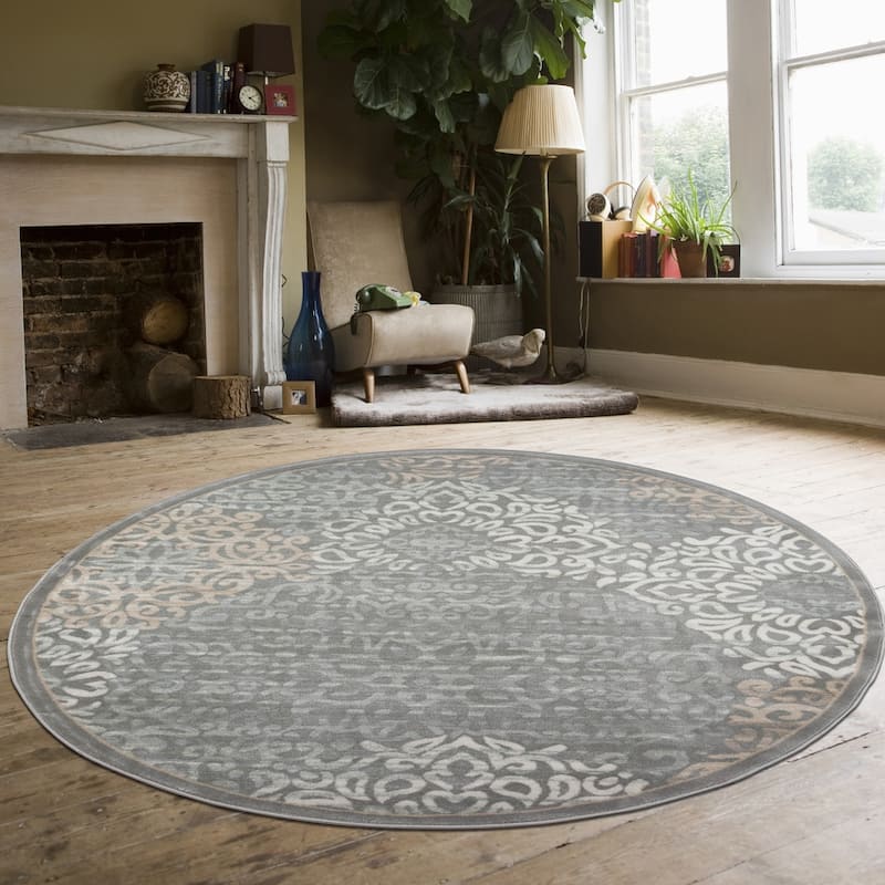 Admire Home Living Plaza Modern Abstract Damask Pattern Area Rug