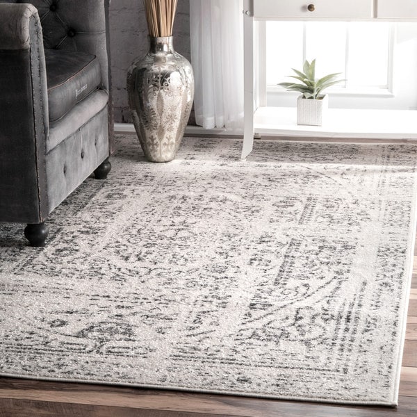 Porch & Den Williamsburg Montrose Vintage Distressed Ring Grey Rug - 8'2 x 11'6