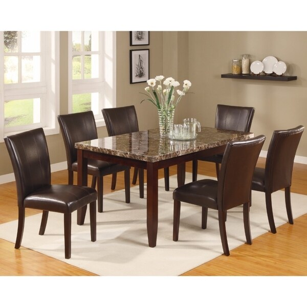 dining table with marble top dark brown finish