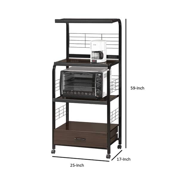 Wood & Metal Microwave Cart On Casters, Espresso/Black Bed Bath