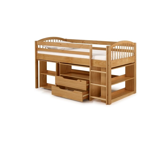 solid wood loft bed with storage