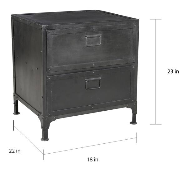 Shop Industrial Black Metal 2 Drawer Nightstand Free Shipping