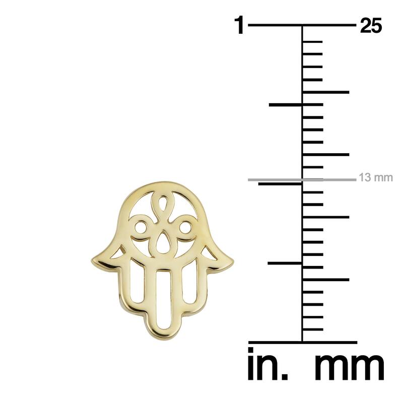 Fremada 14k Yellow Gold Hamsa Stud Earrings