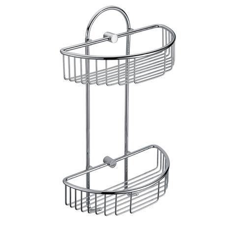ALFI brand AB9534 Polished Chrome Wall Mounted Double Basket Shower Shelf Bathroom Accessory