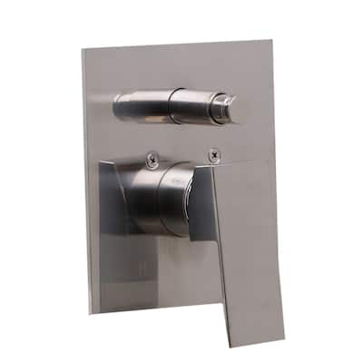 ALFI brand Brushed Nickel Shower Valve Mixer with Square Lever Handle and Diverter - Silver