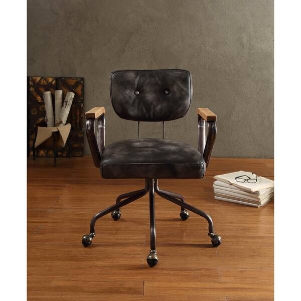slide 2 of 4, ACME Hallie Executive Office Chair, Vintage Black Top Grain Leather