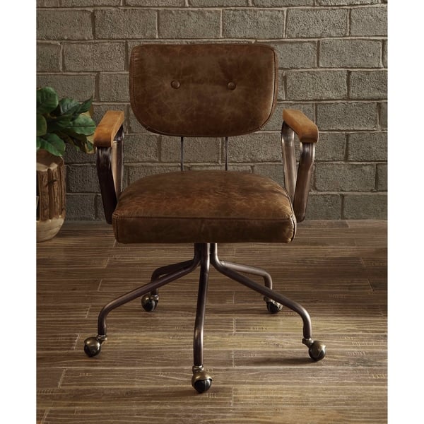 ACME Hallie Executive Office Chair, Vintage Whiskey Top Grain Leather