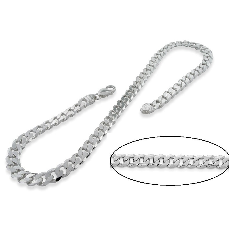 High Polished Sterling Silver Super Flat Design Figaro 035 Chain 1.3mm