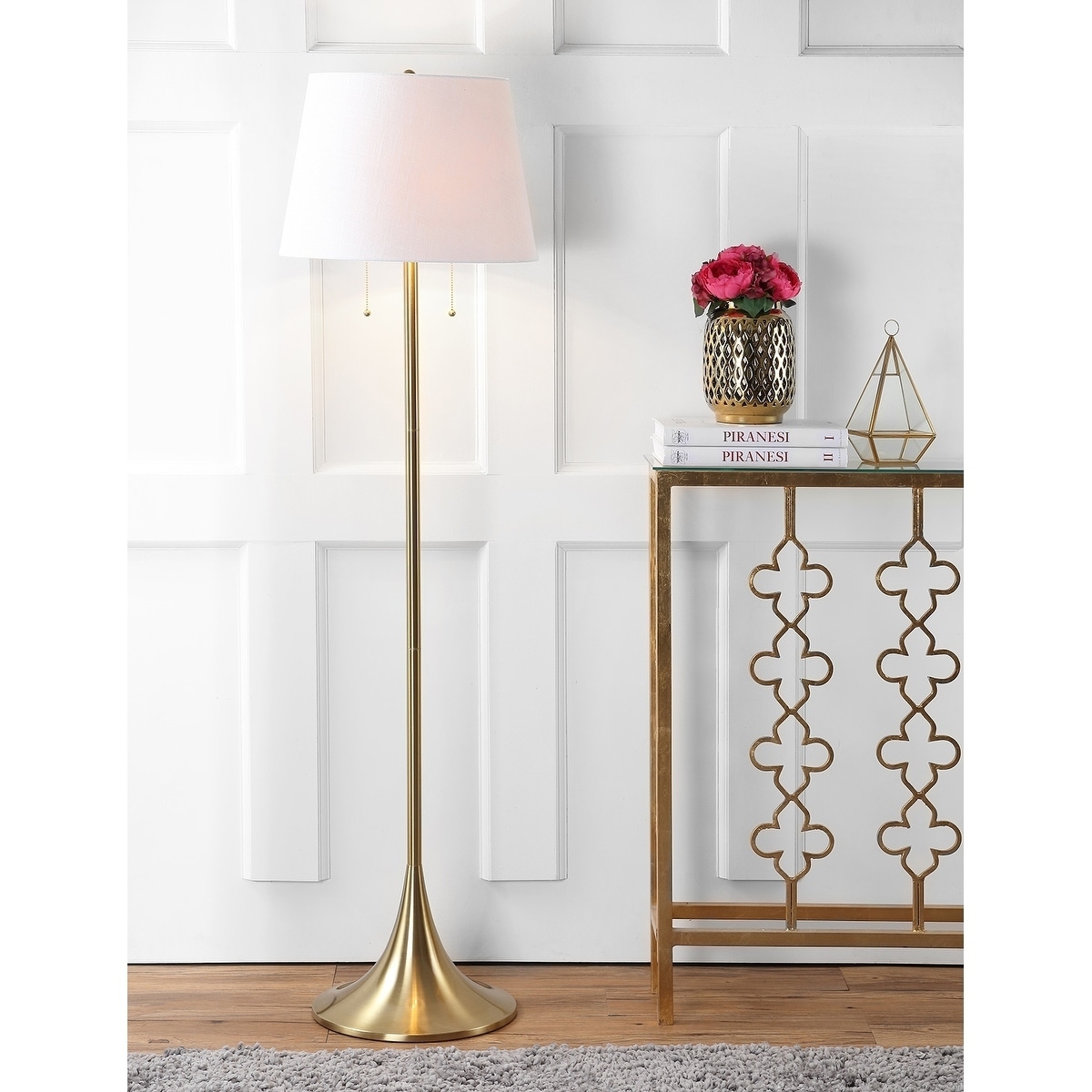 Amelia 63" Metal LED Floor Lamp, Brass Brass Gold 63" H Brass Gold