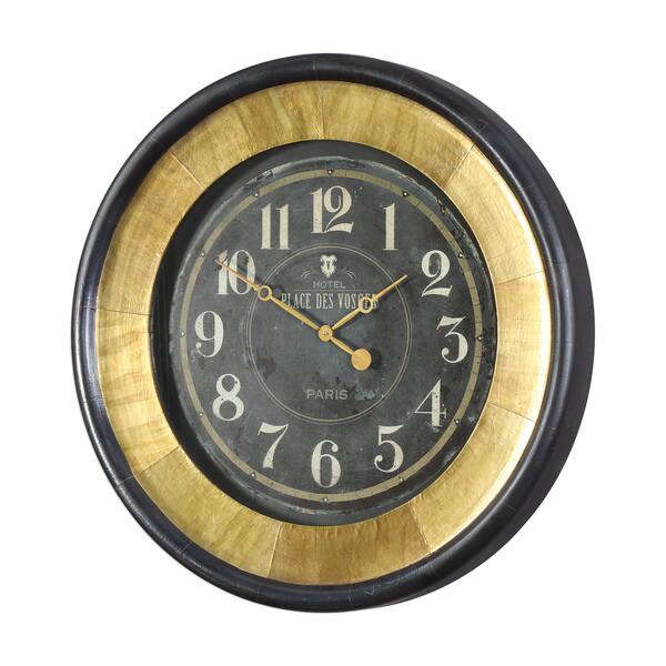 Uttermost Lannaster Black and Gold Wall Clock - Bed Bath & Beyond ...