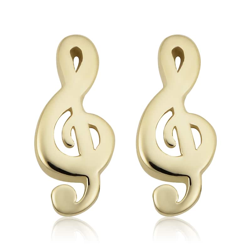 Fremada 14k Yellow Gold G-clef Stud Earrings