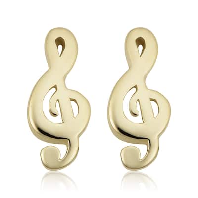 Fremada 14k Yellow Gold G-clef Stud Earrings