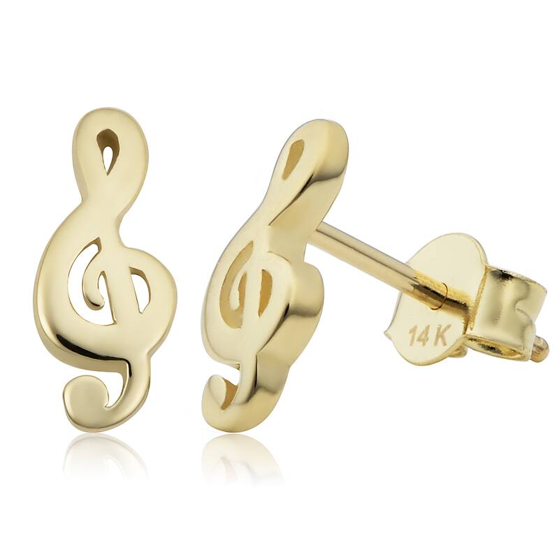 Fremada 14k Yellow Gold G-clef Stud Earrings