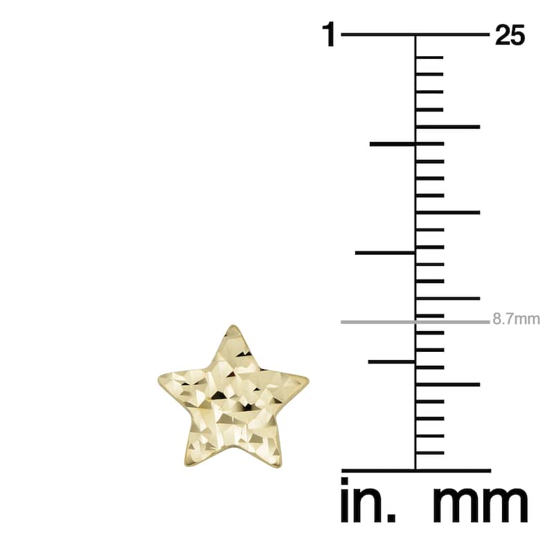 Fremada 14k Yellow Gold Diamond-cut Star Stud Earrings