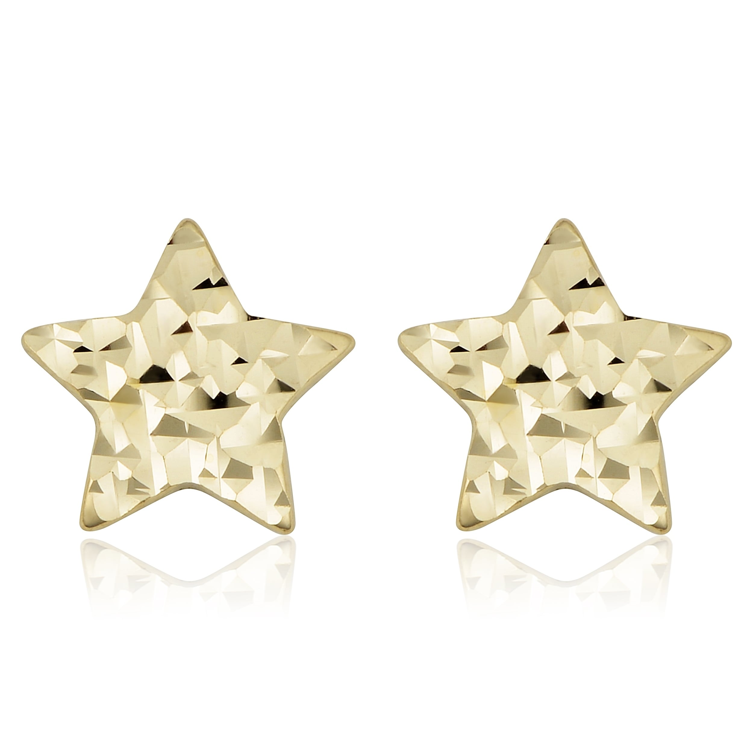 Fremada 14k Yellow Gold Diamond-cut Star Stud Earrings