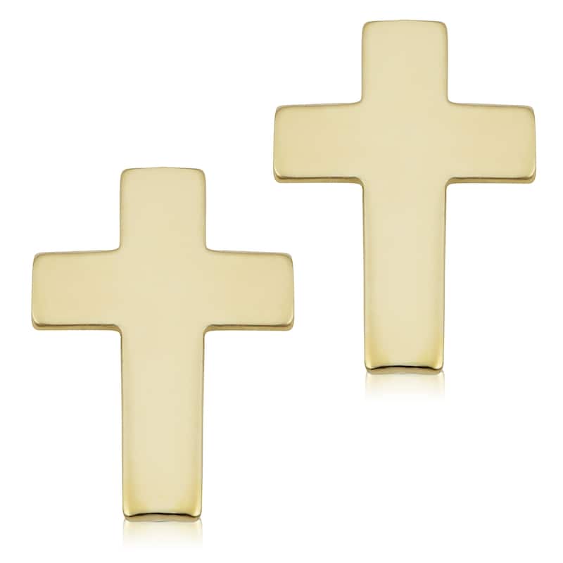 Fremada 14k Yellow Gold Cross Stud Earrings