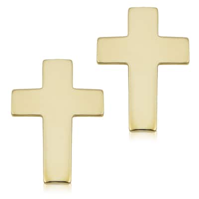 Fremada 14k Yellow Gold Cross Stud Earrings