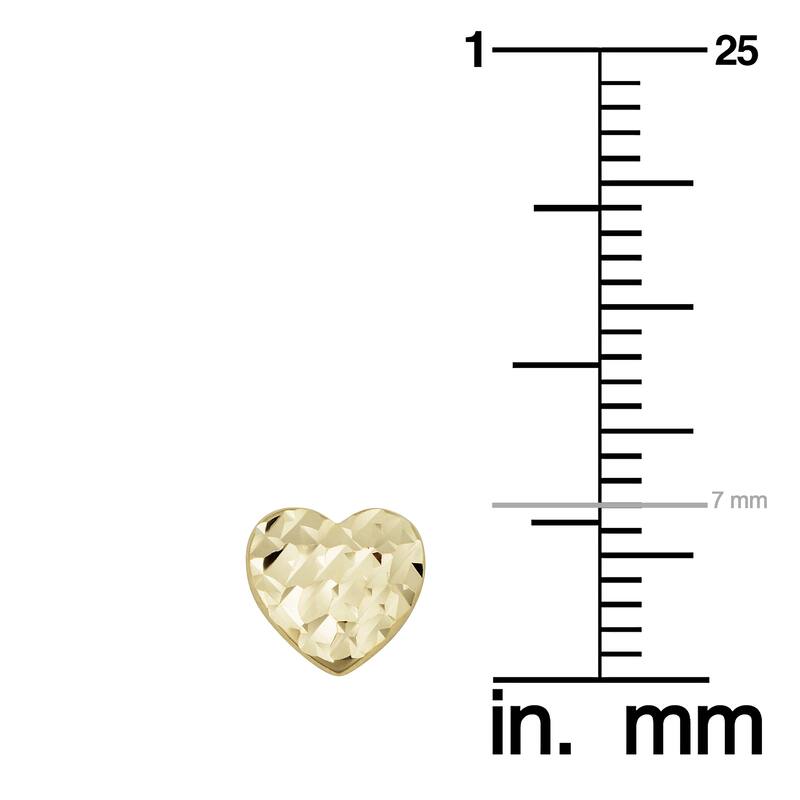 Fremada 14k Yellow Gold Diamond-cut Heart Stud Earrings