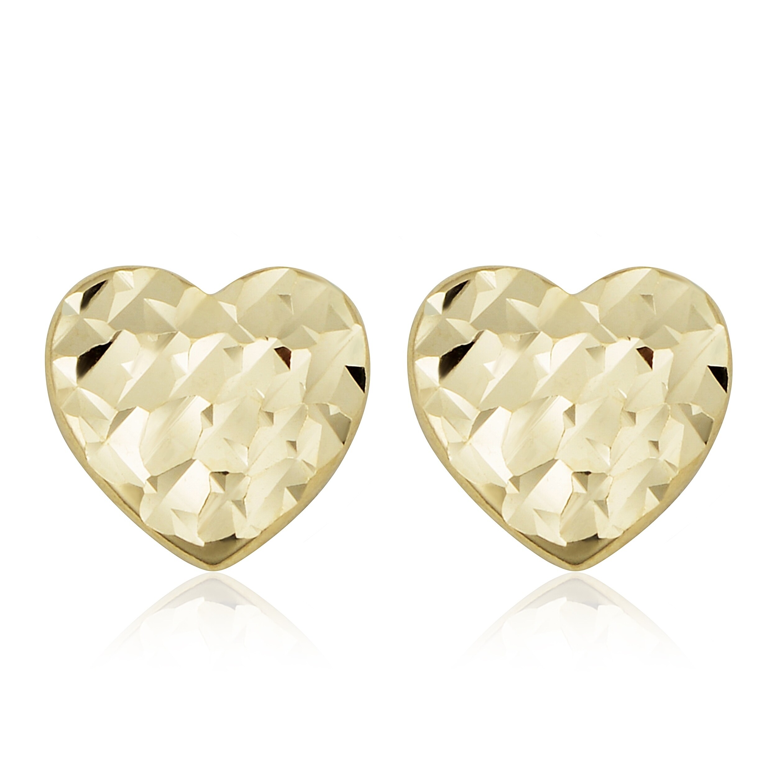 Au Naturale 14k Yellow Gold Diamond-cut Heart Stud Earrings