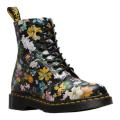 Dr. Martens Pascal 8-Eye Boot Black Darcy Floral Backhand Full Grain Leather