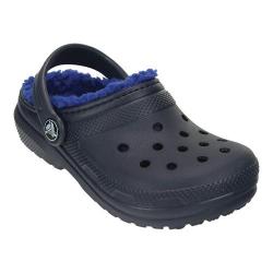 navy blue fuzzy crocs