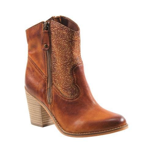cognac leather bootie