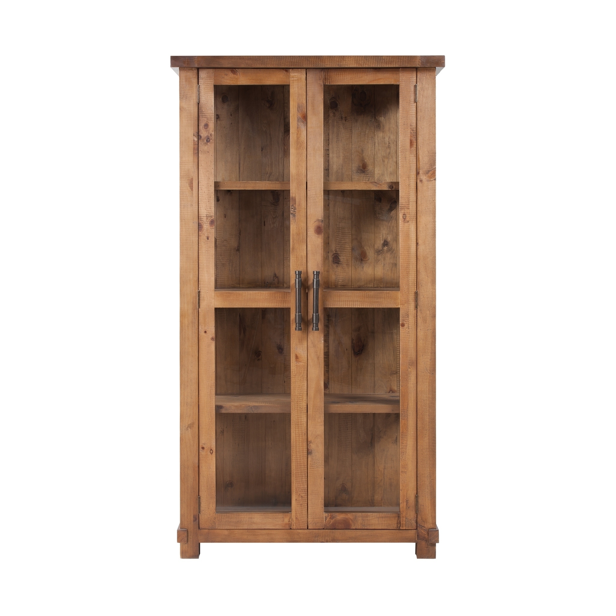 Shop Rustic Brown Wood Country Glass Display Cabinet Free