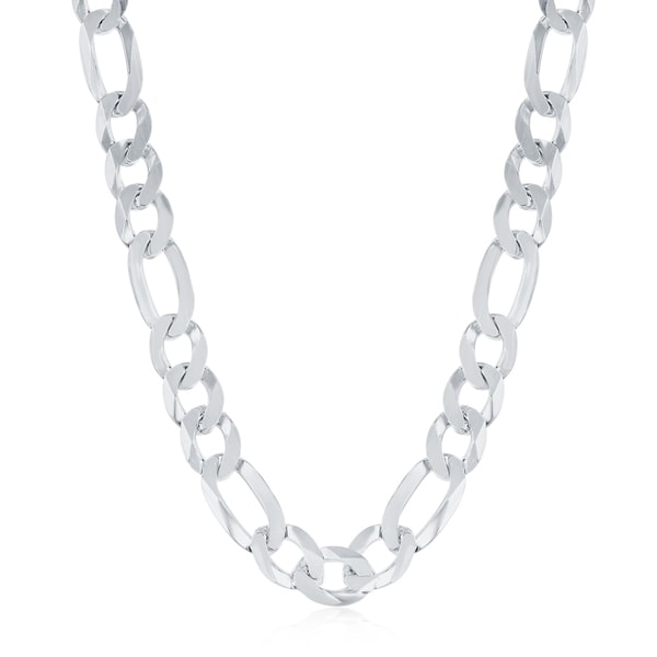 Sterling Silver Italian Rhodium Plated 3.5mm Flat Marina 16 18 20 and 24 Chain