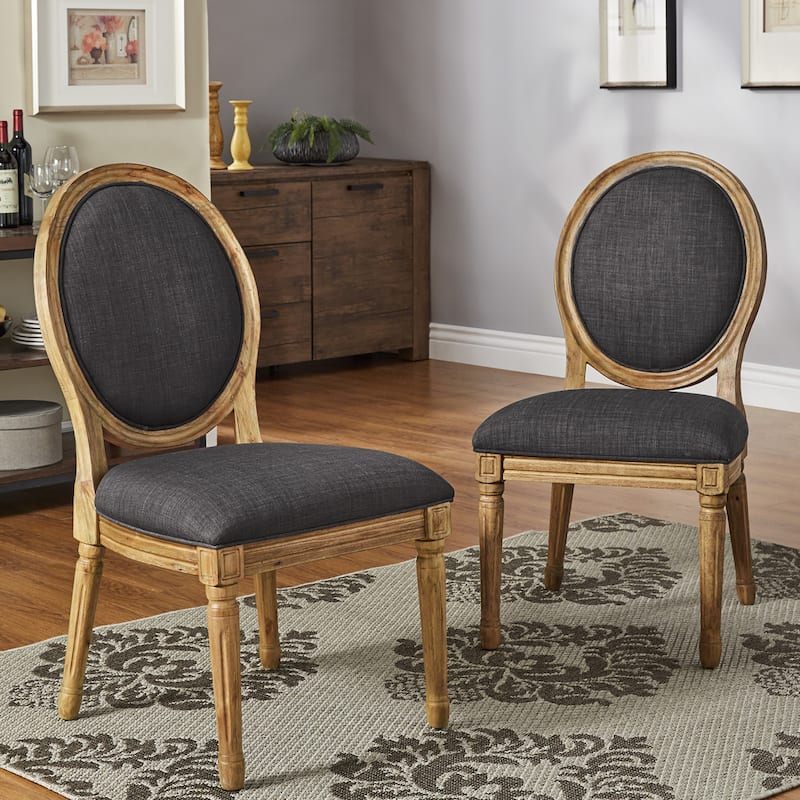 Deana Round Linen and Wood Dining Chairs (Set of 2) by iNSPIRE Q Artisan