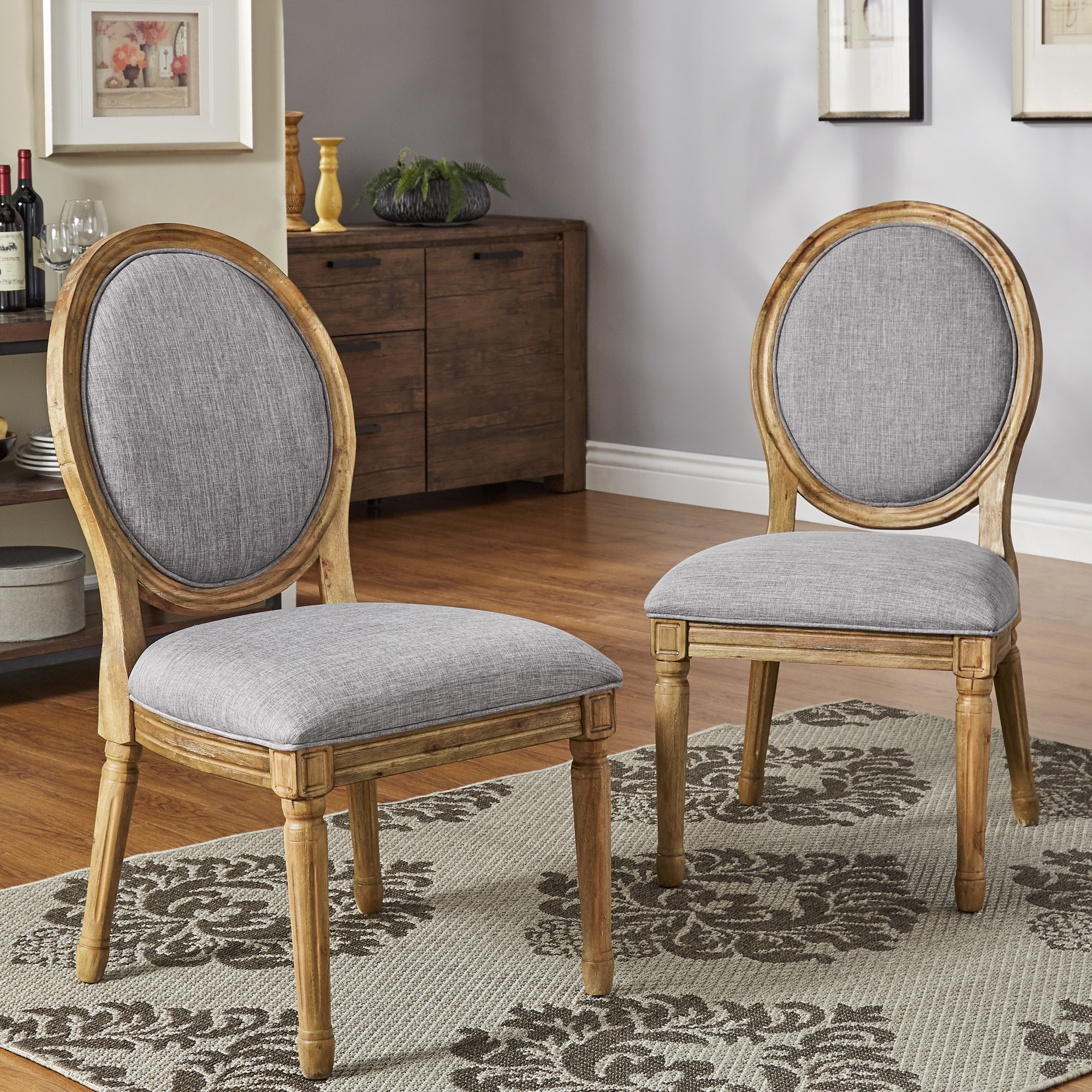 round back linen dining chairs