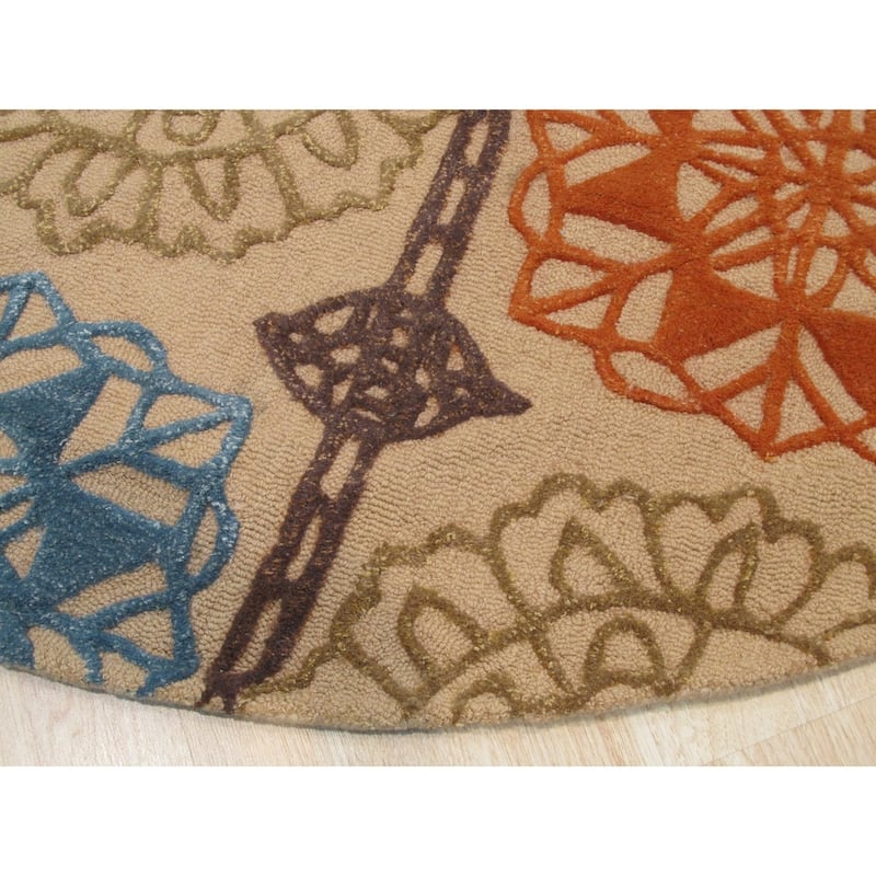 Home Decor EORC Hand-Tufted Wool Camellia Rug Elegant Ivory Area Rug for Living Room, Bedroom, Office, & Home Décor