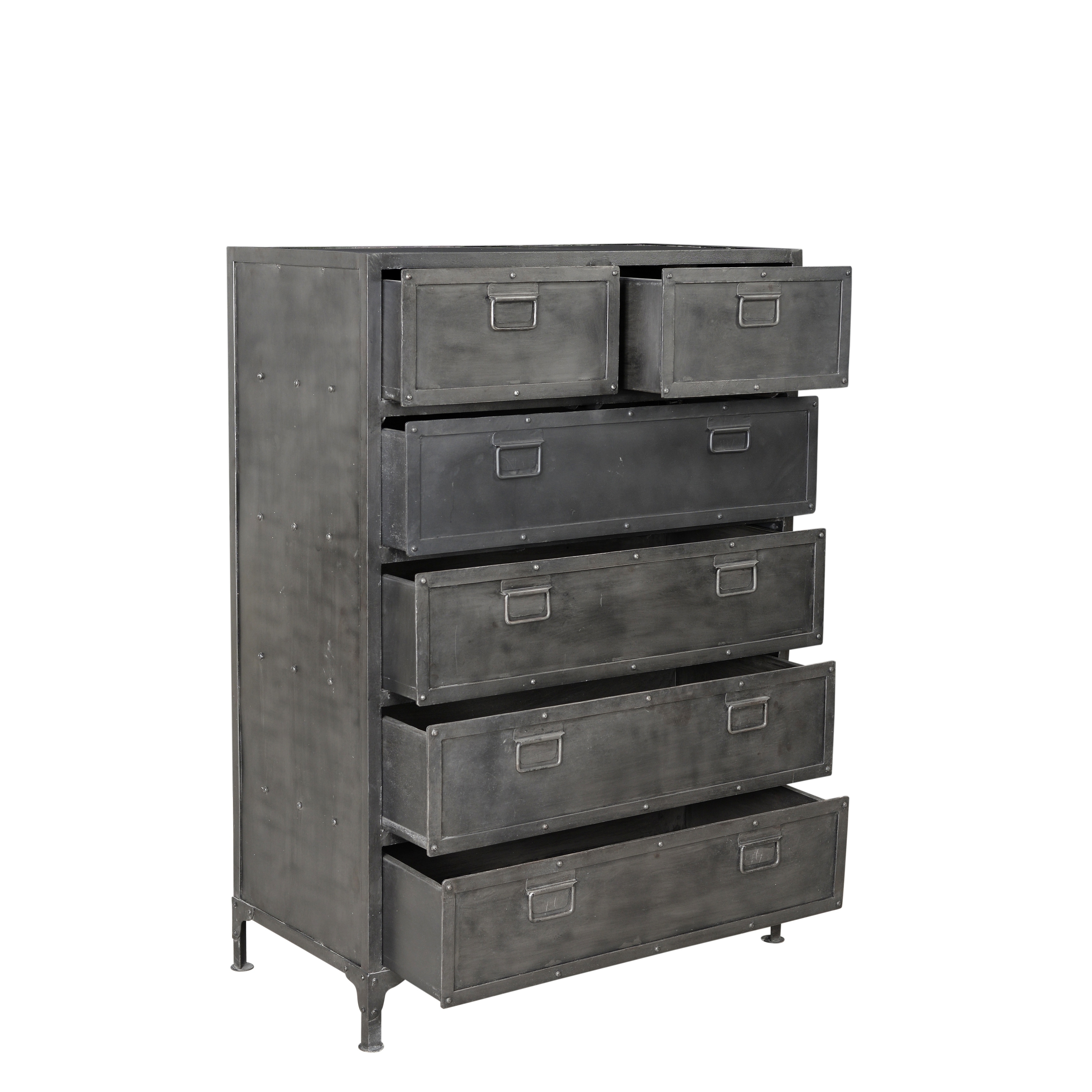 Shop Industrial Black Industrial 6 Drawer Chest Dresser Free