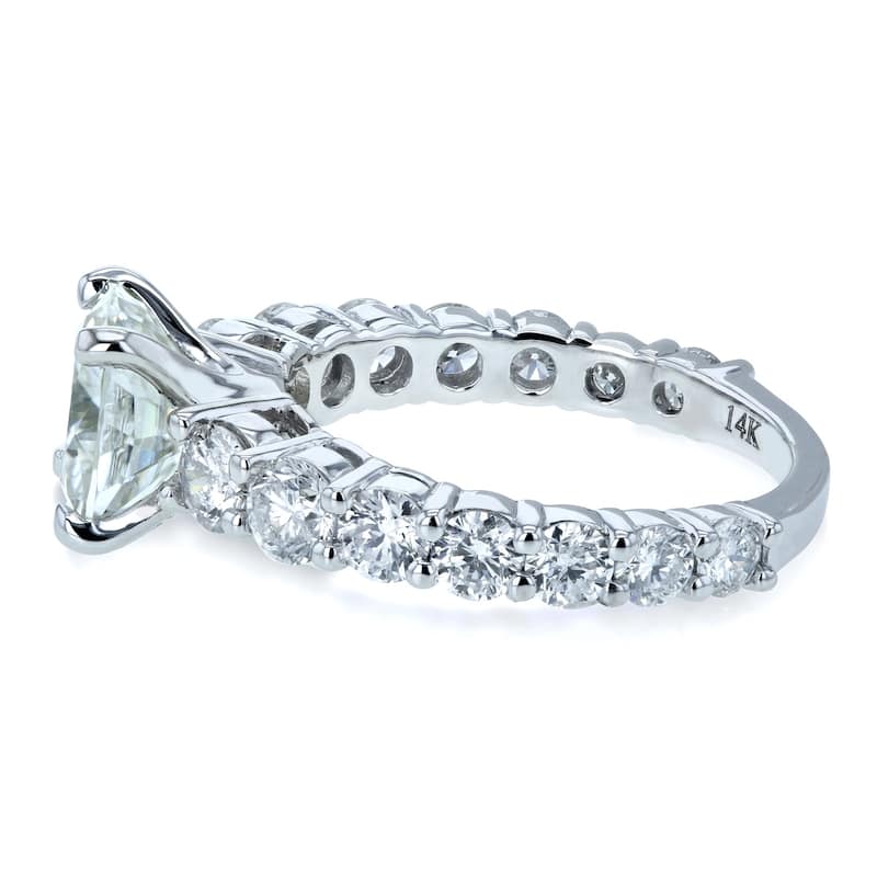 Annello by Kobelli The Lavish 14k Solid Gold 3 1/3ct TGW Cushion Moissanite and Diamond Engagement Ring