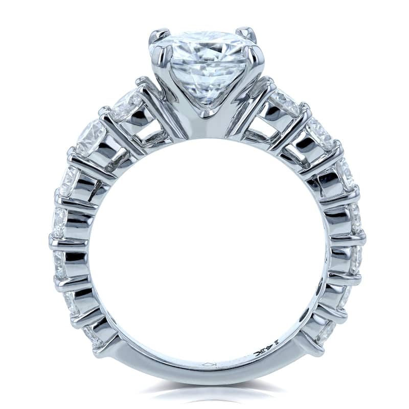 Annello by Kobelli The Lavish 14k Solid Gold 3 1/3ct TGW Cushion FO Moissanite and Diamond Engagement Ring