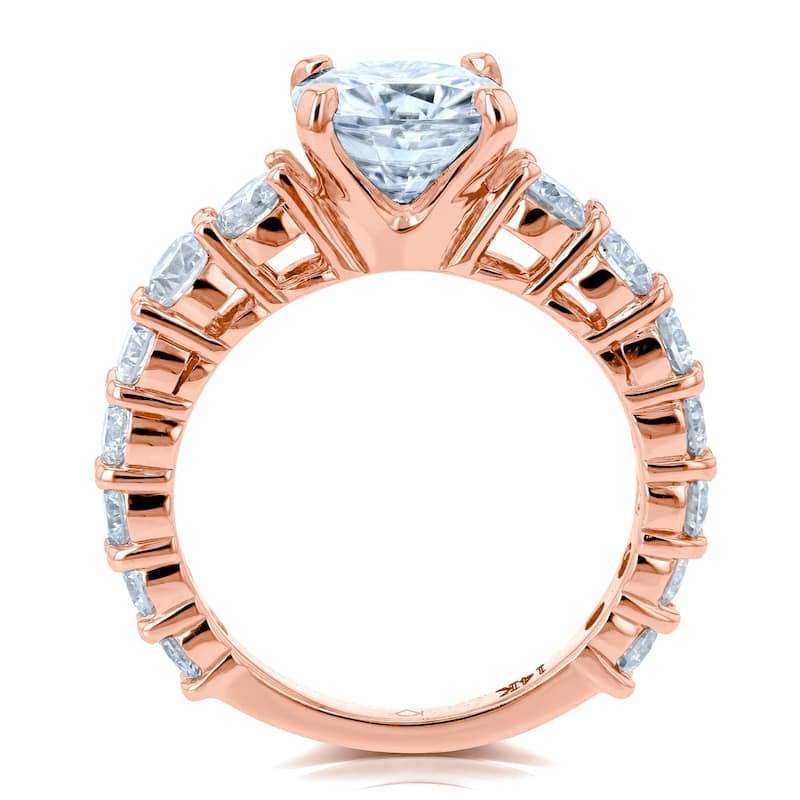 Annello by Kobelli The Lavish 14k Solid Gold 3 1/3ct TGW Cushion FO Moissanite and Diamond Engagement Ring