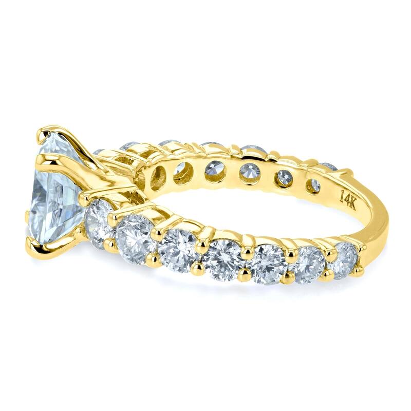 Annello by Kobelli The Lavish 14k Solid Gold 3 1/3ct TGW Cushion FO Moissanite and Diamond Engagement Ring
