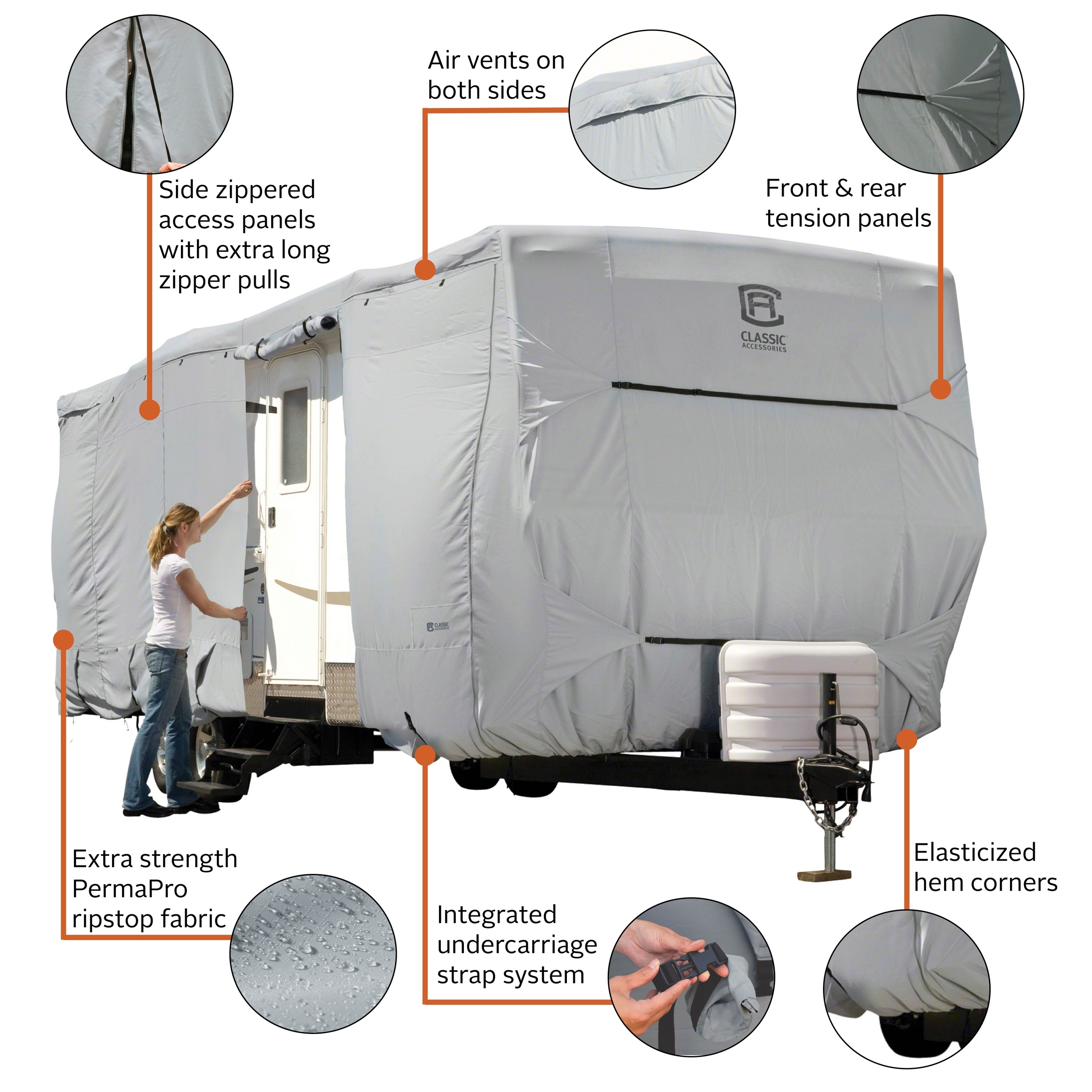 Classic Accessories OverDrive PermaPro Heavy Duty Cover for 33 to 35 Travel Trailers 80-325-201001-RT
