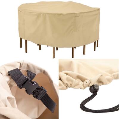 Round Patio Table & Chairs Cover Water Resistant Furniture Cover R60