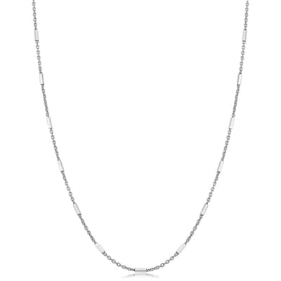 Fremada Italian Sterling Silver 1.25 millimeters Tube Station Rolo Necklace
