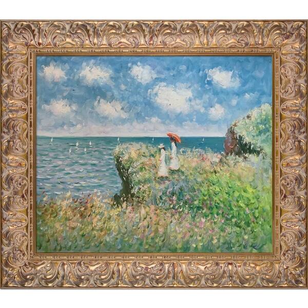 La Pastiche Claude Monet 'Cliff Walk At Pourville' Hand Painted Oil ...