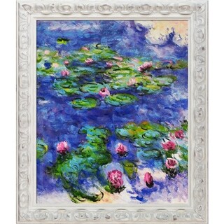 La Pastiche Claude Monet 'Water Lilies' Hand Painted Oil Reproduction ...