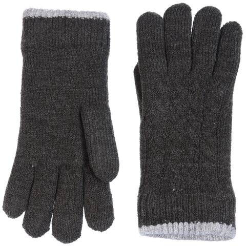 Women Cable Ultra Warm Soft Plush Faux Fur Fleece Lined Knit Gloves