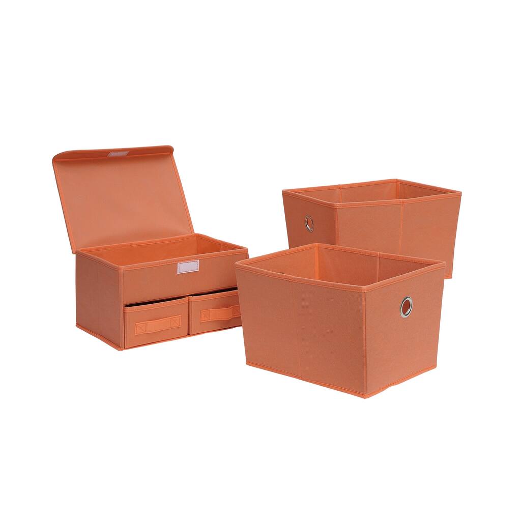 Foldable Mulit- Drawer Org./Tote 3-Pc (Salmon)