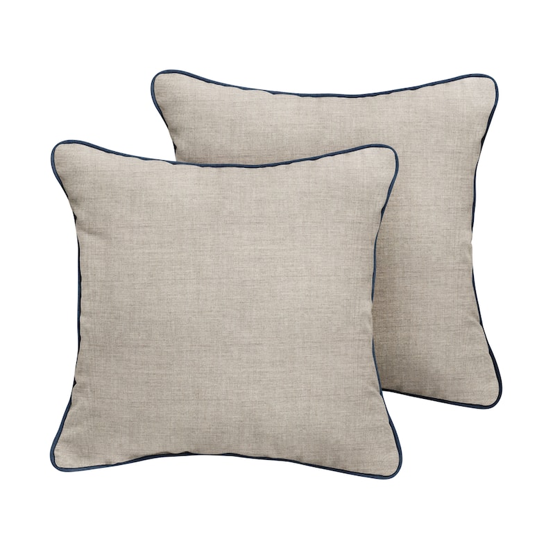 Sorra Home Sunbrella Cast Silver Indoor/Outdoor Corded Pillow Set of 2