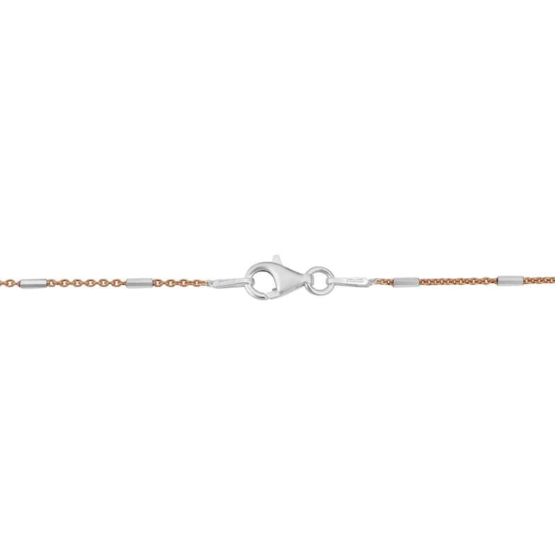 Fremada Italian Sterling Silver Tube Station Rose Gold Plated Silver Rolo Chain Necklace