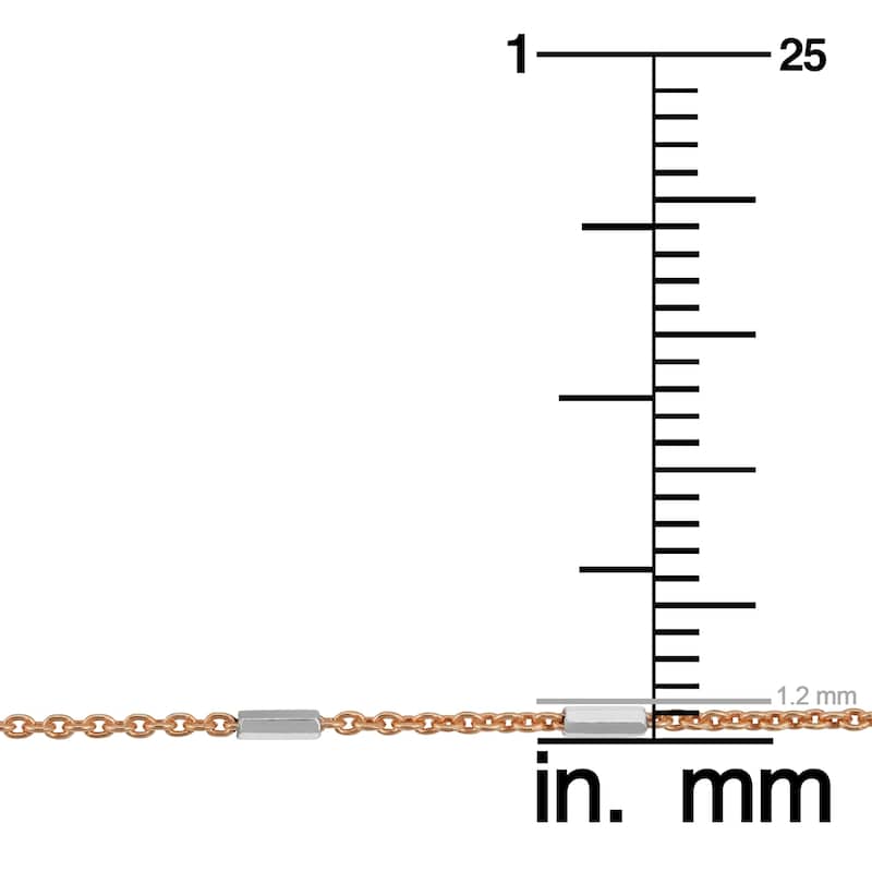 Fremada Italian Sterling Silver Tube Station Rose Gold Plated Silver Rolo Chain Necklace