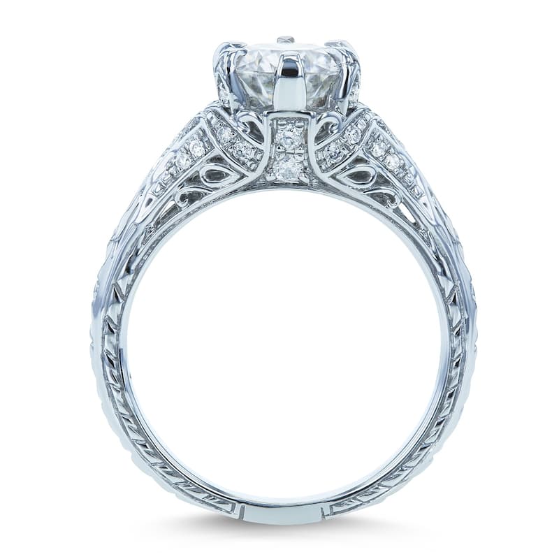 Annello by Kobelli 14k White Gold 1 1/6ct TDW Diamond 6-Prong Antique Engagement Ring